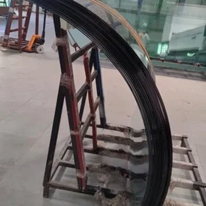 Raw Bent Glass on machinery
