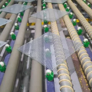 Raw Bent Glass on machinery