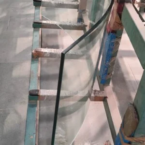 Raw Bent Glass on machinery