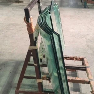Raw Bent Glass on machinery